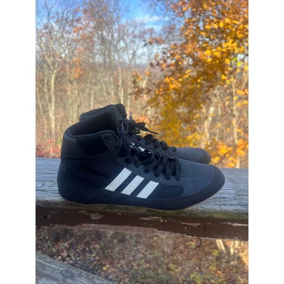 adidas Mens HVC 2 wrestling shoes Sz 9 Black/White - Picture 2 of 8